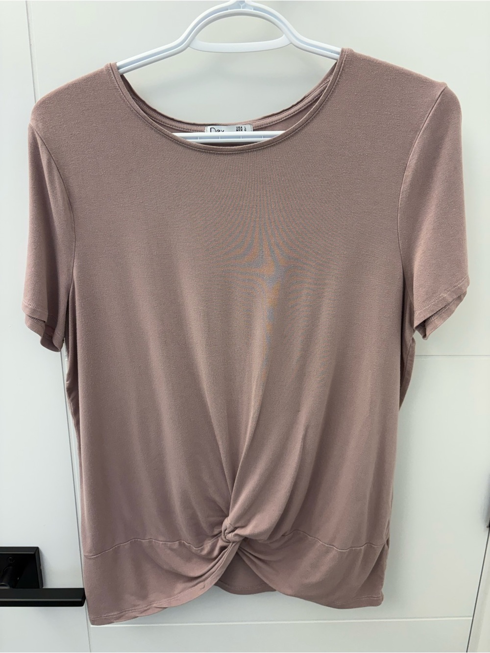 Dex Twist-Front Short Sleeve Tee - Mauve Taupe